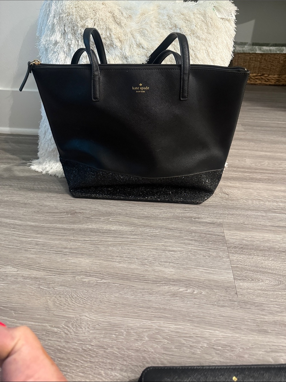 kate spade Black Tote with Glitter Accent and Matching Wallet - Picture 2 of 8